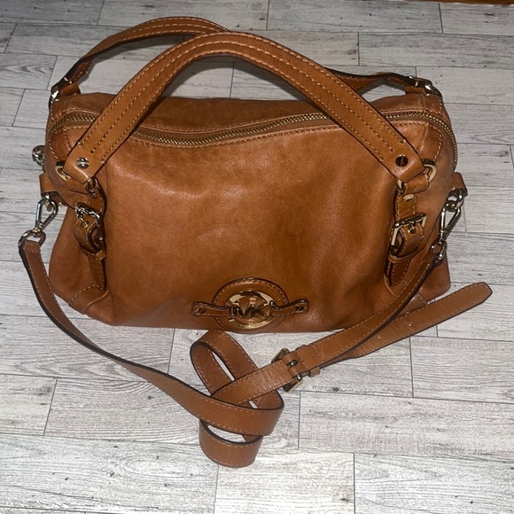 Michael Kors brown leather satchel crossbody bag - Picture 1 of 12